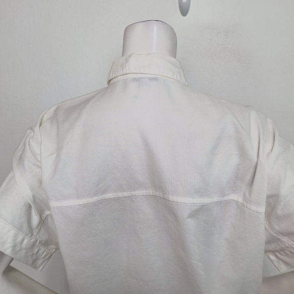 Madewell White Preppy Coquette Short Sleeve Tie Front Button Down Shirt Size M - Picture 9 of 13
